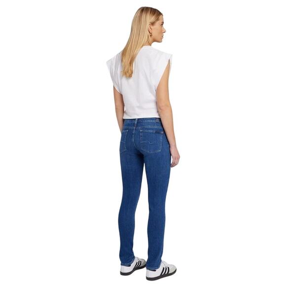 7 For All Mankind Women's 27 Saturday Pyper Slim Illusion Jeans Low Rise OS33-16 - Picture 2 of 10